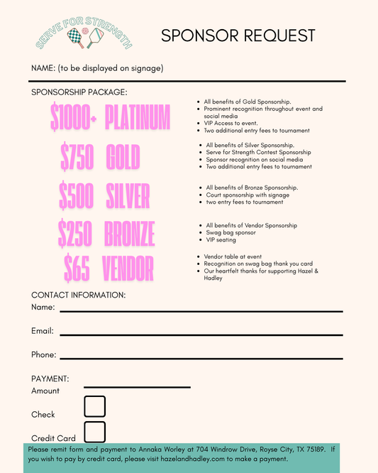 Serve for Strength Sponsorship